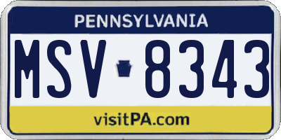 PA license plate MSV8343