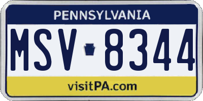 PA license plate MSV8344