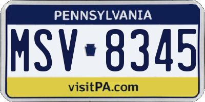 PA license plate MSV8345