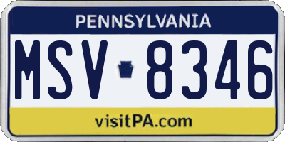 PA license plate MSV8346