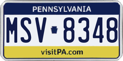 PA license plate MSV8348