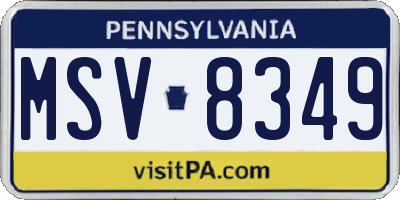 PA license plate MSV8349