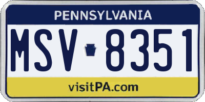 PA license plate MSV8351