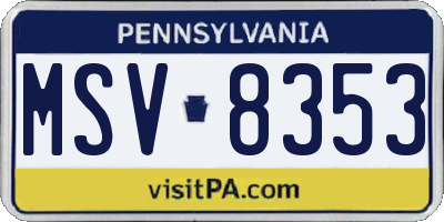 PA license plate MSV8353