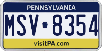 PA license plate MSV8354