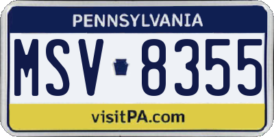 PA license plate MSV8355