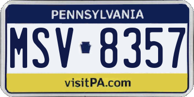 PA license plate MSV8357