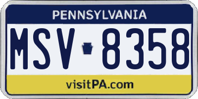 PA license plate MSV8358