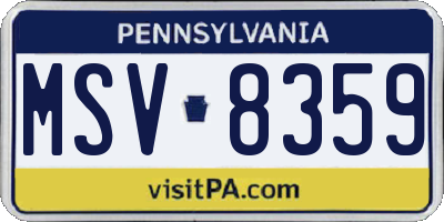 PA license plate MSV8359