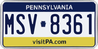 PA license plate MSV8361