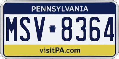 PA license plate MSV8364