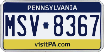 PA license plate MSV8367