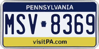 PA license plate MSV8369