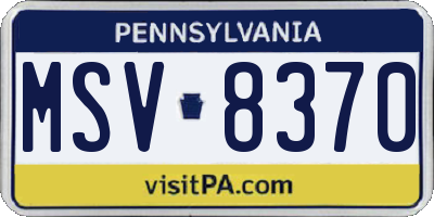 PA license plate MSV8370