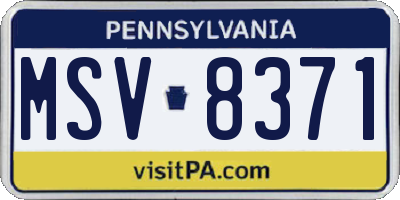 PA license plate MSV8371