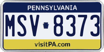 PA license plate MSV8373