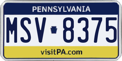 PA license plate MSV8375