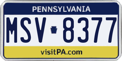 PA license plate MSV8377