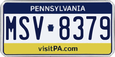 PA license plate MSV8379