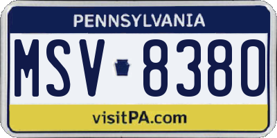 PA license plate MSV8380