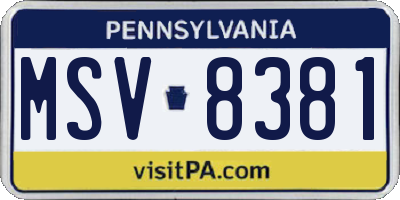 PA license plate MSV8381