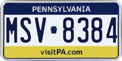 PA license plate MSV8384
