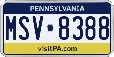 PA license plate MSV8388