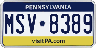 PA license plate MSV8389
