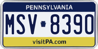PA license plate MSV8390