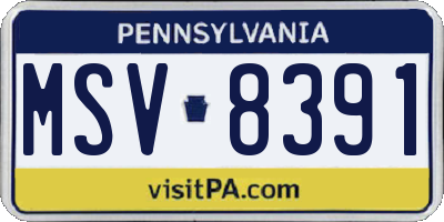 PA license plate MSV8391