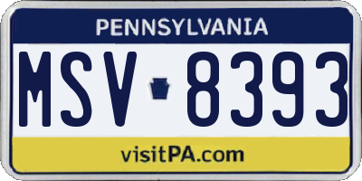 PA license plate MSV8393
