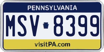 PA license plate MSV8399