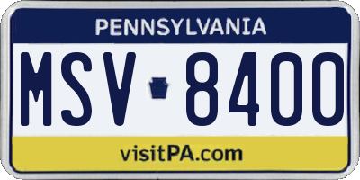 PA license plate MSV8400