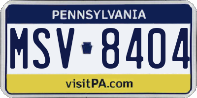 PA license plate MSV8404