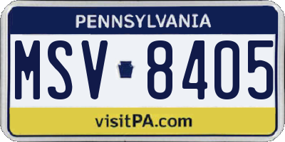 PA license plate MSV8405