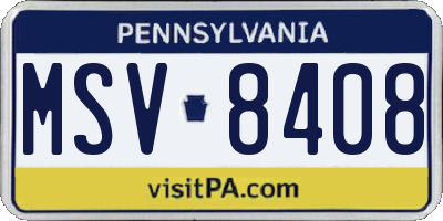 PA license plate MSV8408