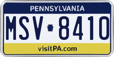 PA license plate MSV8410