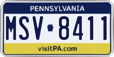PA license plate MSV8411