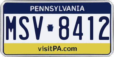 PA license plate MSV8412