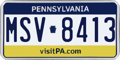 PA license plate MSV8413