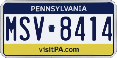 PA license plate MSV8414