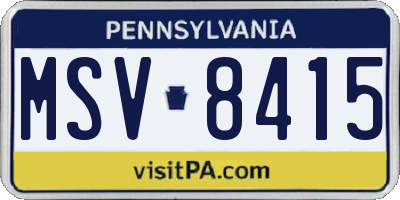 PA license plate MSV8415
