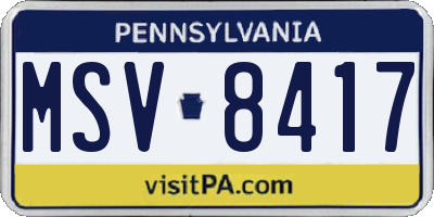 PA license plate MSV8417
