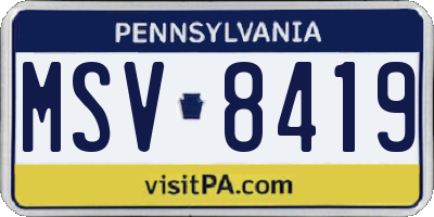 PA license plate MSV8419