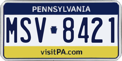 PA license plate MSV8421
