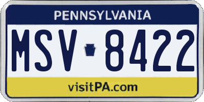PA license plate MSV8422
