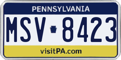 PA license plate MSV8423