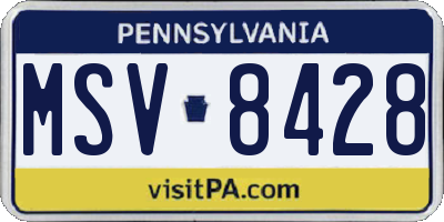 PA license plate MSV8428