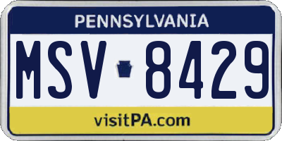 PA license plate MSV8429