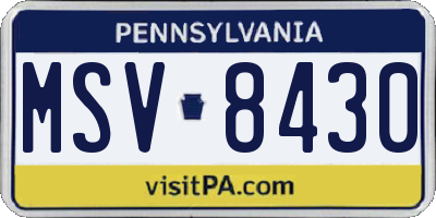 PA license plate MSV8430